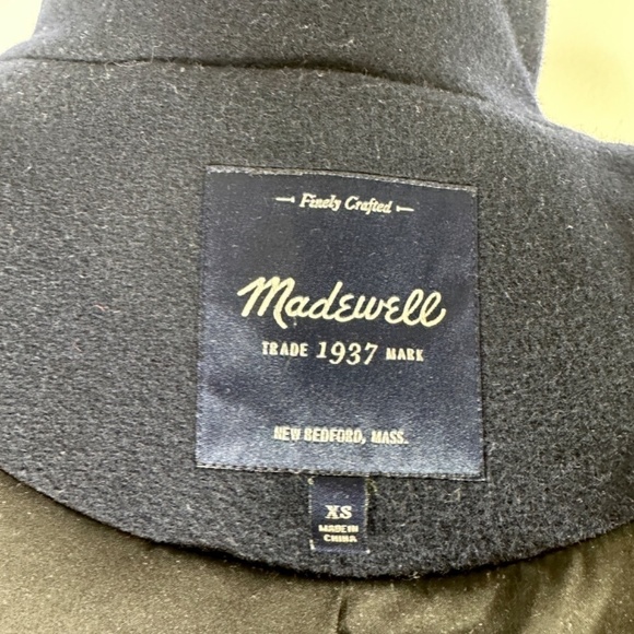 Madewell Double Breasted Wool Blend Peacoat Navy Women's XS Pockets Epithets - Picture 13 of 15